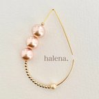 作品【halena.】パール3連しずくフープピアス   /  パール セレモニー 入学式 結婚式 プレゼント