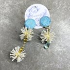 作品Flower cravate〝花結び〟blue /フラワーピアス・フラワーイヤリング