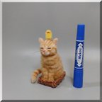 作品羊毛フェルト　猫　籠入り 茶トラ猫さん と ヒヨコさん　チャトラ　ねこ　ネコ　猫フィギュア