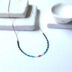 作品Navy x Turquoise Short Skinny Necklace *Aquarium*