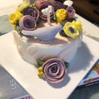 作品ホールケーキ〜大人の色にラナンキュラスとローズ（100%ソイキャンドル）