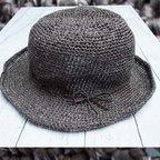 作品美濃和紙100％で編んだ特大帽子
