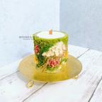 作品【3D加工💐花盛り】ボタニカル ソイキャンドル イランイランの香り -green green- 