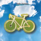 作品自転車ブローチ with サイクリング 　 「ライムグリーンバイシクル」リフレクションブローチ