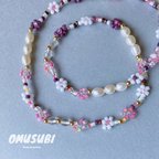 作品【春限定】桜 フラワービーズネックレス / 淡水パール チェリー 大人可愛い