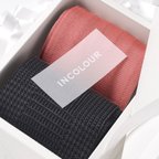 作品上質な靴下を贈ろう！ メンズソックス2足組ギフトセット －  INCOLOUR コーラル &ブラック