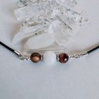 作品ムーンストーンとタイガーアイ 天然石 チョーカー ネックレス Moonstone and Tiger Eye natural stone choker necklace 天然石项链  天然石項鍊  