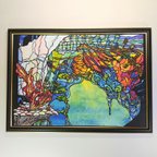 作品溶け出した海 切り絵 鯨 氷山 ポスター イラスト アート 絵画