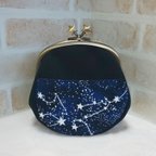 作品【蓄光】星座と銀河 まんまるがま口ポーチ