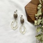 作品vintage silver × shell drop pierce