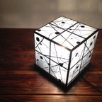 作品《送料無料》ステンドグラス 照明 Cube Light 〜和紙 I〜（黒）【在庫1点限り】