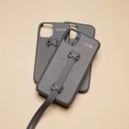 作品名入れ可　オリジナルデザイン　iphone13 13pro ハンド付き☆イニシャルが入れられる　本革　レザーIPHONEケース　