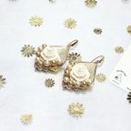 作品White flower&White leaf pierce earrings/ピアス