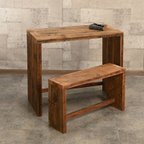 作品古材で作ったテーブル・ベンチチェアのセット　木材：杉（すぎ）