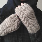 作品ベビーアルパカ&ウールのあったかシックな手袋(指なしミトン・グレージュ)