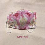 作品子ども/幼児マスク ⭐︎︎ねこと花Mサイズ⭐︎  ハンドメイド　立体　ダブルガーゼマスク