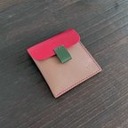 作品ポーチのようなミニ財布andカードケース｜ベージュ×赤×グリーン〈在庫品〉