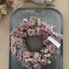 作品rose wreath pink バラのリース ピンク 赤 バラ ローズ ギフト バレンタイン 春色