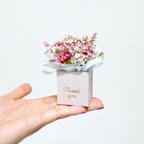 作品【母の日】Thank youメッセージ ミニチュアBoxドライブーケ【カーネーション入り】Rose beige BOX