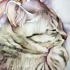 作品サバトラ猫のかえで＃010 / オリジナルアートポスター(A3サイズ)