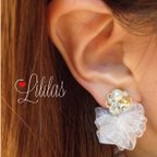 作品リボン❁フリルビジューpierce.earring❁