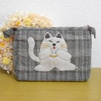 作品☆送料無料 猫ちゃんが可愛いパッチワークキルトのポーチ