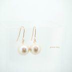 作品ピンクゴールド》10mm♡一粒コットンパールピアス(キスカ)