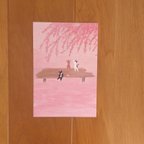 作品No.129　　桜吹雪とお団子　　　選べるポストカード2枚セット