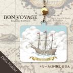 作品BON VOYAGE 欧風の帆船 ペン画風アート カードケース　パスケース