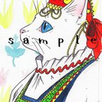 作品民族衣装の猫　原画