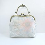 作品｢新作｣ 錦プラチナ箔　正絹袋帯バッグ Obi bag　2wayバッグ　絹　豪華刺繍　リメイク 　がま口バッグ　