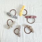 作品[ヘアゴム]かぎ針編みの、ぷっくり結びリボンゴム 