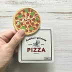 作品テイクアウトピザ🍕/ケース付きレザーミラー