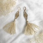 作品Tea color lace tassel  （イヤリング/ピアス/樹脂ピアス/樹脂ノンホールピアス）