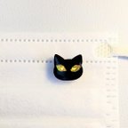 作品2way つり目の黒猫マスクアクセサリー(マグネット)