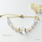 作品【4月】水晶・モルガナイト・ブルーレースの華奢な天然石ブレスレット/April *4月誕生石*　さざれ石　#984