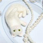 作品小さな抱っこ猫 1/6サイズ 羊毛フェルト 人形 白 5