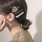 作品リーフアンドパールヘアピンセット﻿