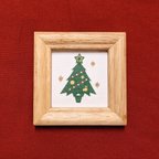 作品受注制作　切り絵のミニ額　クリスマスツリー