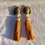 作品【選べる金具】 Mustard Yellow tassel earrings 