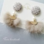 作品ミルクティーfur♡tweed cabochon/LIGHT BROWN