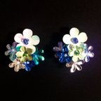 作品blue flower earrings