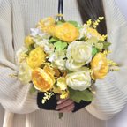 作品【ただ今送料無料】黄色いお花のラウンドブーケ