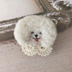 作品刺繍ブローチ モフモフ犬