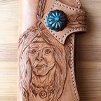 作品NATIVE INDIAN/インディアン　カービング長財布 栃木レザー コンチョ