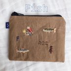 作品アニマリートミニ刺繍ポーチ　(魚柄)