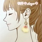 作品花びらピアス♡ピンク