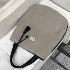 作品【Lazy Holida】フレンチリネンのたまご型ハンドバッグ