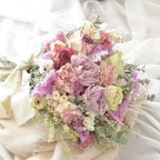 作品＊母の日＊ドライフラワーブーケ₊⁎⁺バラ香るカーネーション入りのhappy bouquet＊