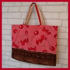 作品30×42cm B4マチあり ☆ チェリーバスケットのレッスンバッグ (RED)